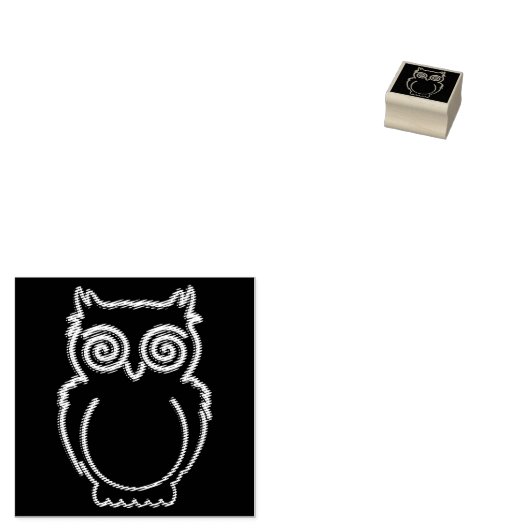 Owl Psychedelic Neon Light Button Rubberstempel (Gestempeld)