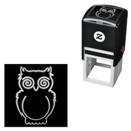 Owl Psychedelic Neon Light Button Zelfinktende Stempel (In situ)