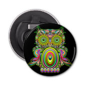 Owl Psychedelic Pop Art Button Flesopener (Voorkant)