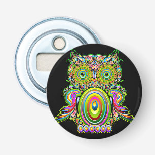 Owl Psychedelic Pop Art Button Flesopener