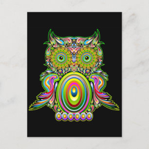 Owl Psychedelic Popart Briefkaart