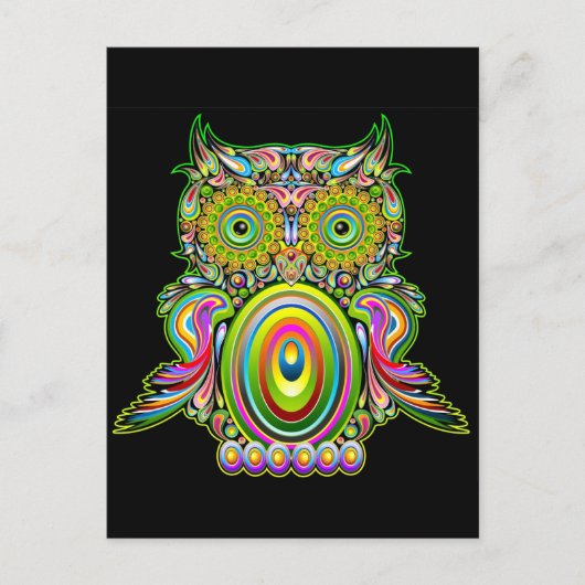 Owl Psychedelic Popart Briefkaart (Voorkant)