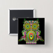 Owl Psychedelic Popart Button (Voorkant /achterkant)