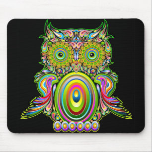 Owl Psychedelic Popart Mousepad Muismat
