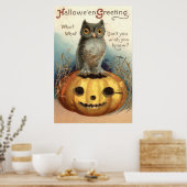 Owl Pumpkin Jack O Lantern Poster (Keuken)