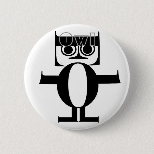 Owl Round Button (Voorkant)