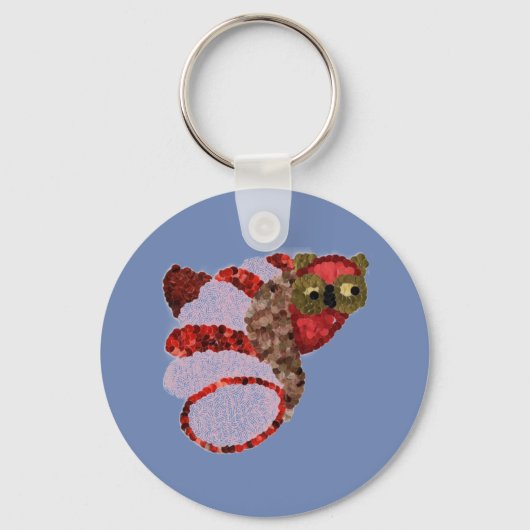 Owl Round Button Keyring Sleutelhanger (Voorkant)