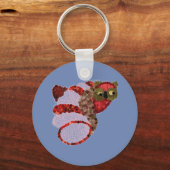 Owl Round Button Keyring Sleutelhanger (Voorkant)