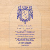 Owl Royal Crest Monogram Arch Wedding Invitation (Recto)