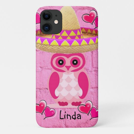 Owl roze Iphone-draagtas Case-Mate iPhone Case (Achterkant)
