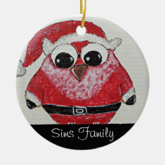 owl santa keramisch ornament