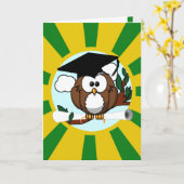 Owl School Colors Green Kaart (Gele Bloem)