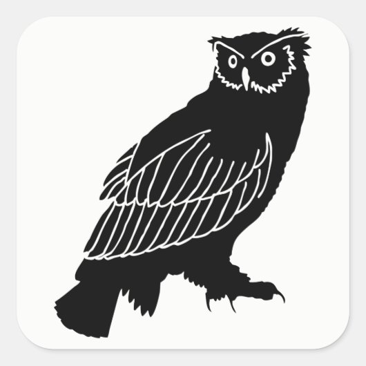 Owl Silhouette Vierkante Sticker (Voorkant)