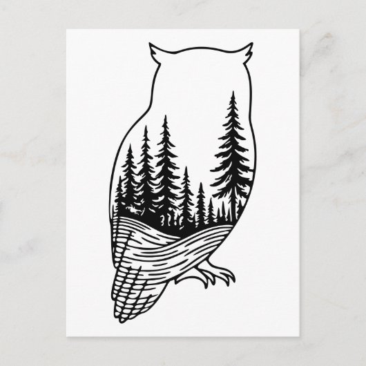 Owl Silhouette with Forest Scene Briefkaart (Voorkant)