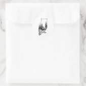 Owl Silhouette with Forest Scene Ronde Sticker (Tas)