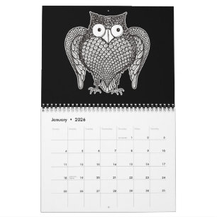 Owl Sketch Cartoon Kalender