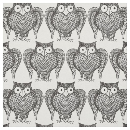 Owl Sketch Cartoon Pattern Stof (Swatch)