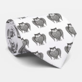 Owl Sketch Cartoon Pattern Stropdas (Opgerold)