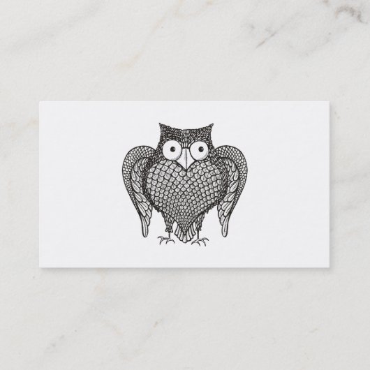 Owl Sketch Cartoon Visitekaartje (Achterkant)