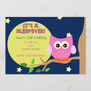 Owl Sleepover Invite Kaart