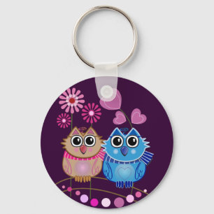 Owl sleutelhanger met Owl koppel in Love