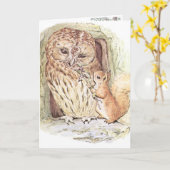 Owl & Squirrel III Greeting Card Kaart (Gele Bloem)