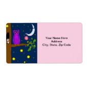 Owl Stars Moon Étiquettes (Devant)