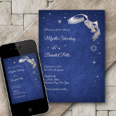 Owl Stars Wizard Blue Magic Wedding Kaart