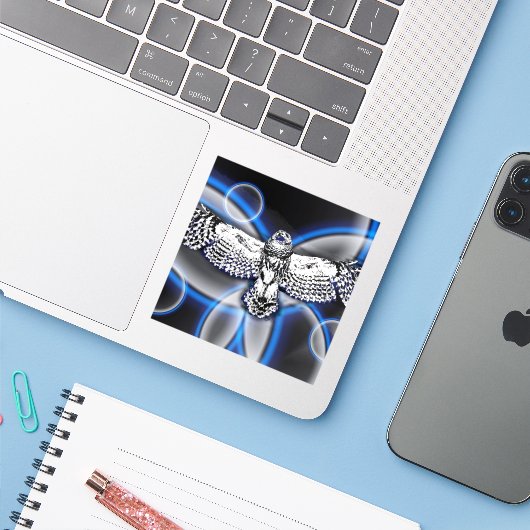 Owl Sticker (Ordinateur portable avec iPhone)