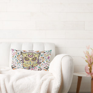 Owl Sugar Skull en Roze Paarse Blue Mint Pillow Kussen