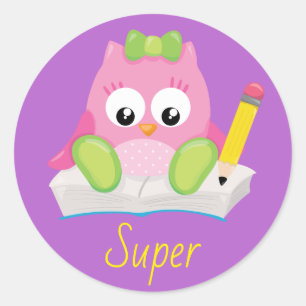 Owl Super Teacher Reward Ronde Sticker