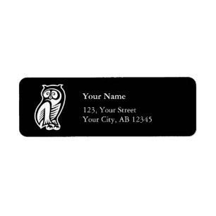 Owl Symbool White Etiket