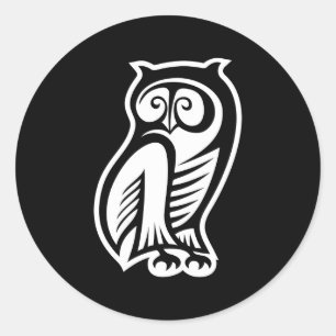 Owl Symbool White Ronde Sticker