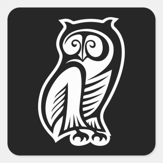 Owl Symbool White Vierkante Sticker (Voorkant)