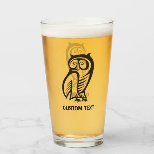 Owl Symbool zwart Glas (Voorkant gevuld)