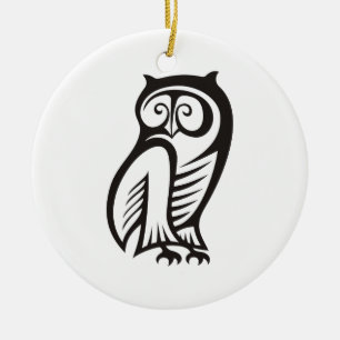 Owl Symbool zwart Keramisch Ornament