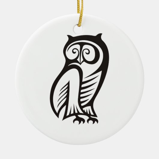 Owl Symbool zwart Keramisch Ornament (Voorkant)