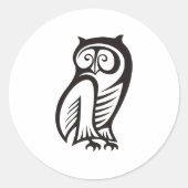 Owl Symbool zwart Ronde Sticker (Voorkant)