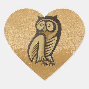 Owl Symboolkleur Hart Sticker