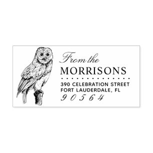 Owl Tekening Familienaam Retouradres Rubberstempel