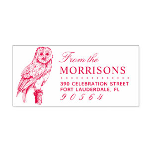 Owl Tekening Familienaam Retouradres Zelfinktende Stempel