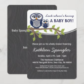 Owl Theme Baby shower Invitation Kaart (Voorkant / Achterkant)