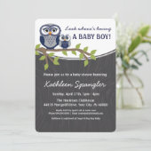 Owl Theme Baby shower Invitation Kaart (Staand voorkant)