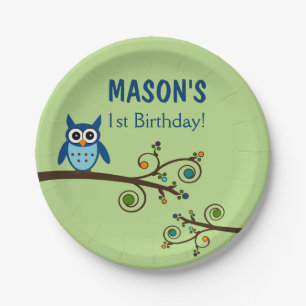Owl Thmed Birthday Paper Borden Papieren Bordje