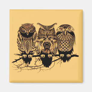 Owl Trio Square Magnet Magneet