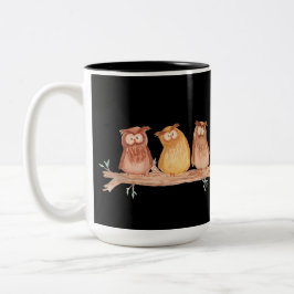 Owl Trio Tweekleurige Koffiemok