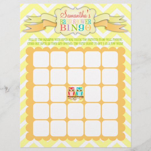 Owl Twinden - het Bingo van het Baby shower & de S (Voorkant)