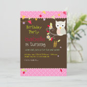 Owl, uitnodigingen van verjaardagsfeestjes (Staand voorkant)