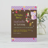 Owl, uitnodigingen van verjaardagsfeestjes (Staand voorkant)