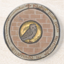 Owl van een Medieval Manuscript Zandsteen Onderzetter